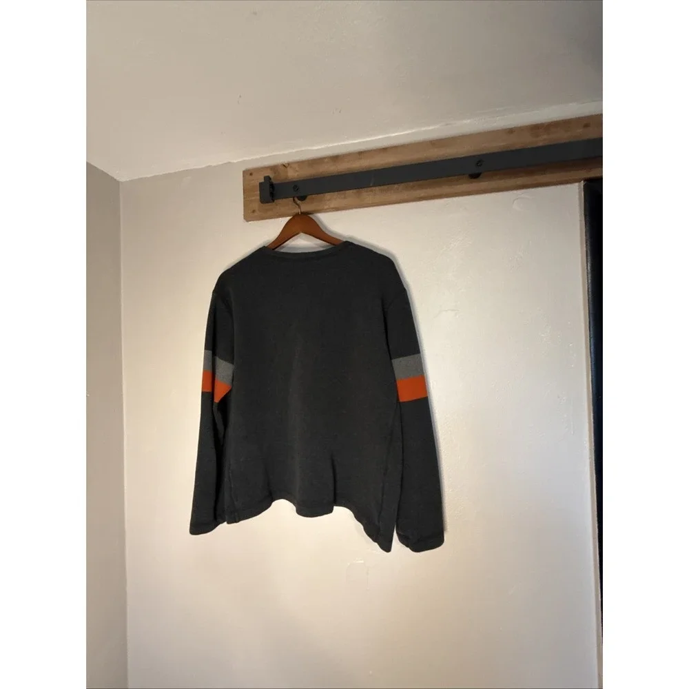 Banana Republic Sweater V-Neck Gray With Orange Accents All Cotton Men's Size XL